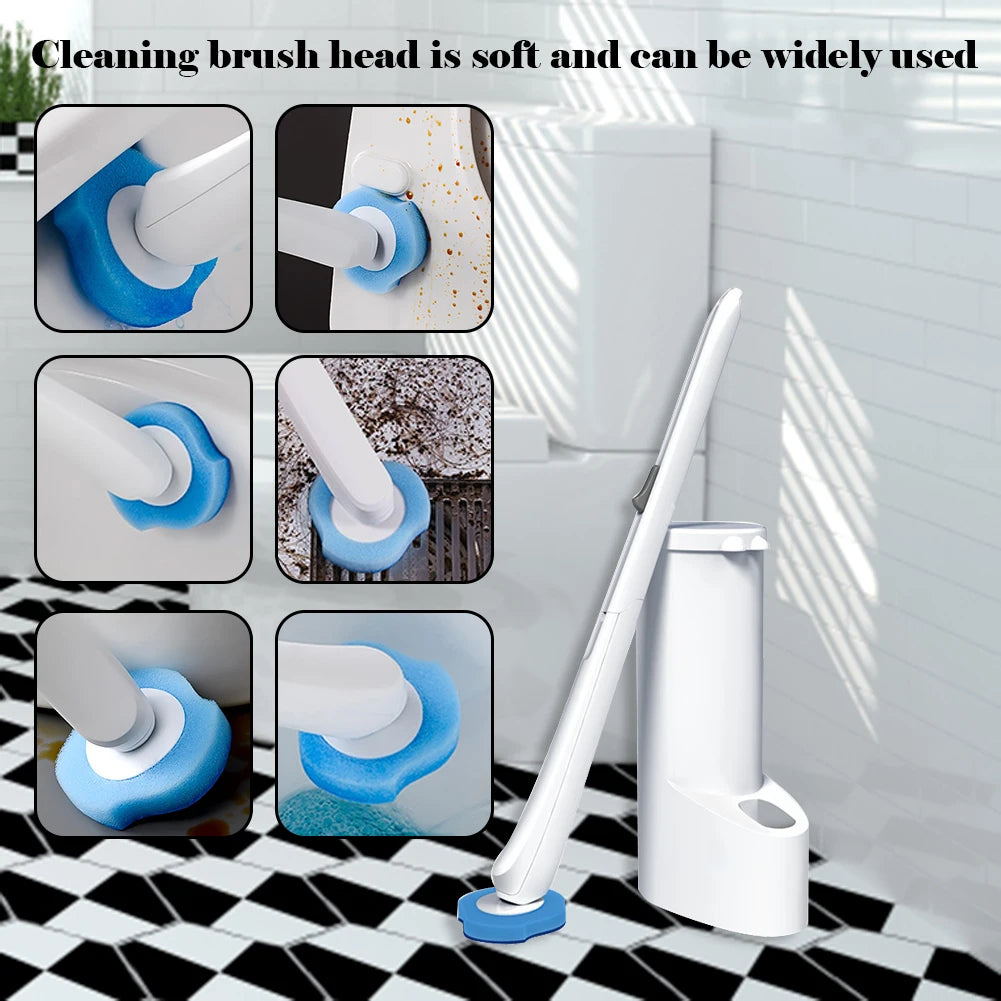 Disposable Toilet Brush Cleaner with 32PCS Brush Head Bathroom Long Handle Cleaning Brush Toilet Accessories