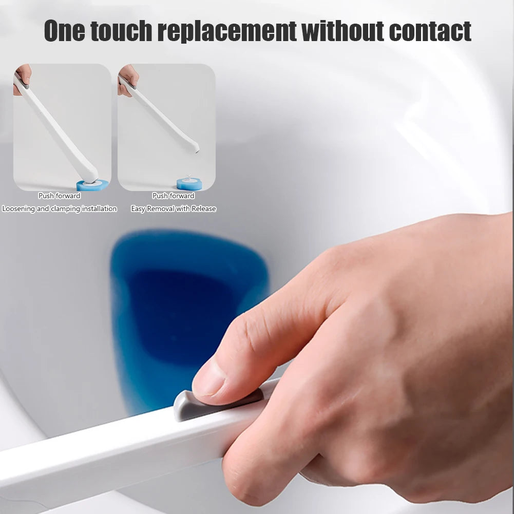 Disposable Toilet Brush Cleaner with 32PCS Brush Head Bathroom Long Handle Cleaning Brush Toilet Accessories