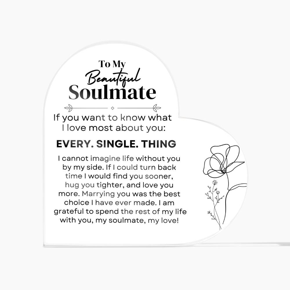 Acrylic Heart Plaque for My Soulmate