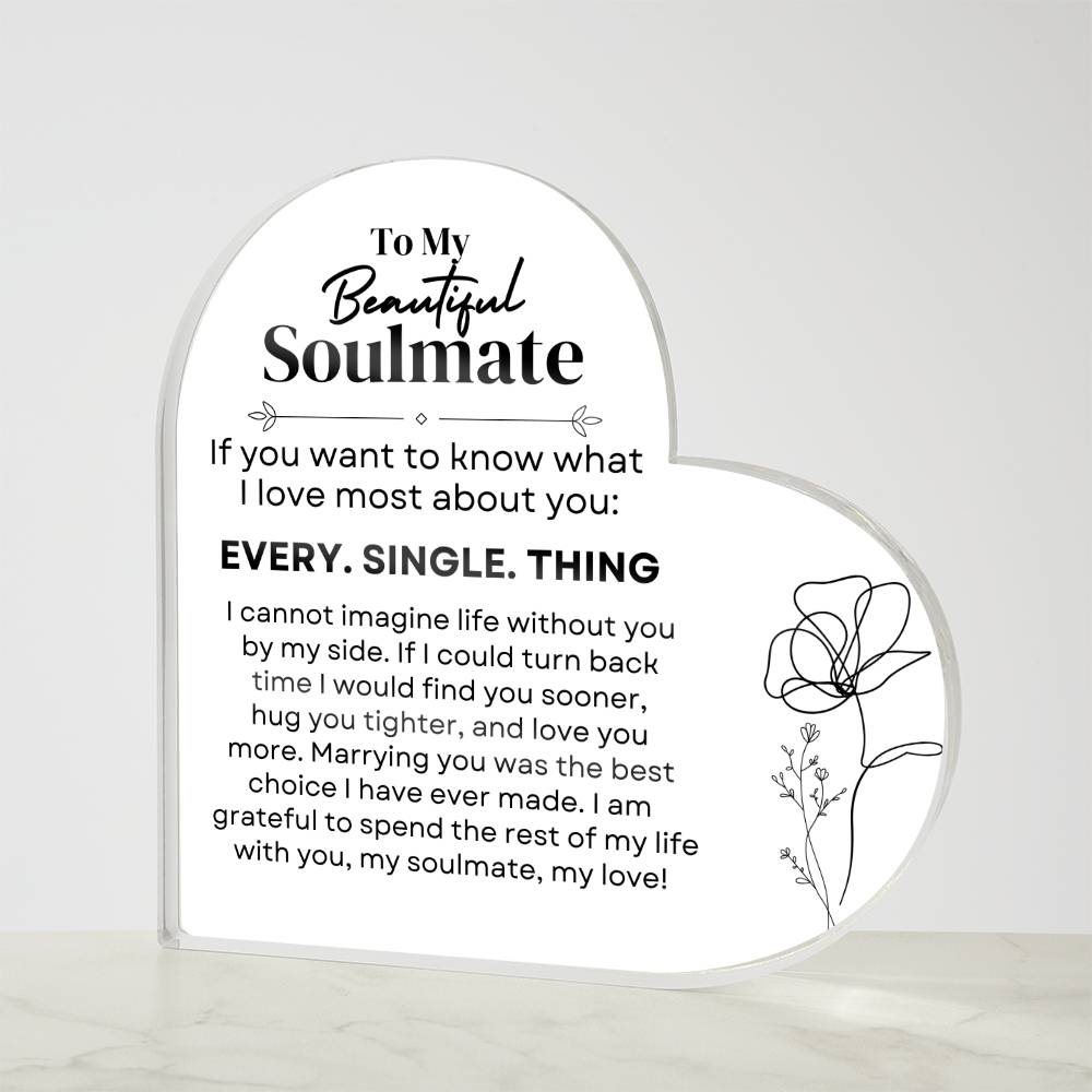 Acrylic Heart Plaque for My Soulmate