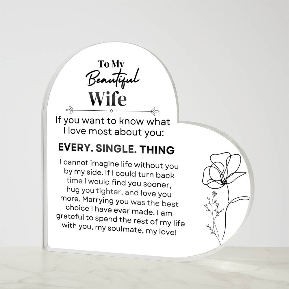 Acrylic Heart Plaque for My Beautiful Wife