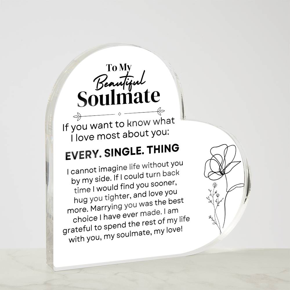 Acrylic Heart Plaque for My Soulmate