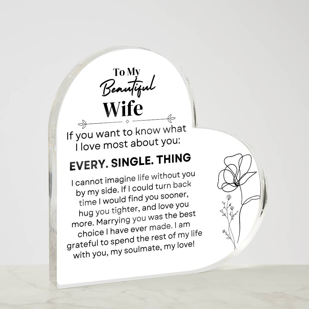 Acrylic Heart Plaque for My Beautiful Wife