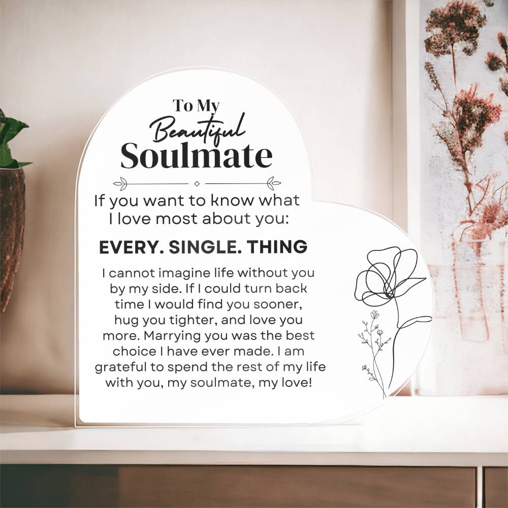 Acrylic Heart Plaque for My Soulmate
