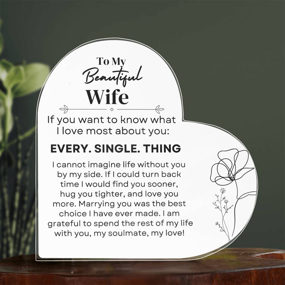 Acrylic Heart Plaque for My Beautiful Wife