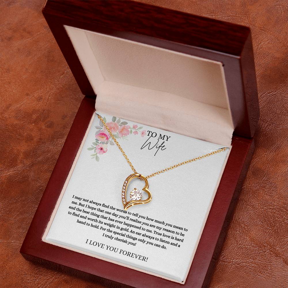 To My Wife I Cherish You  Heart Necklace