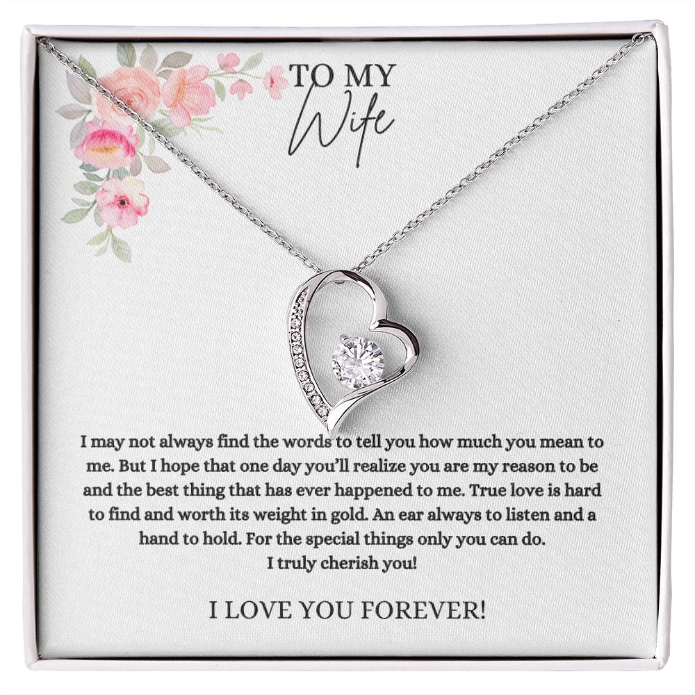 To My Wife I Cherish You  Heart Necklace