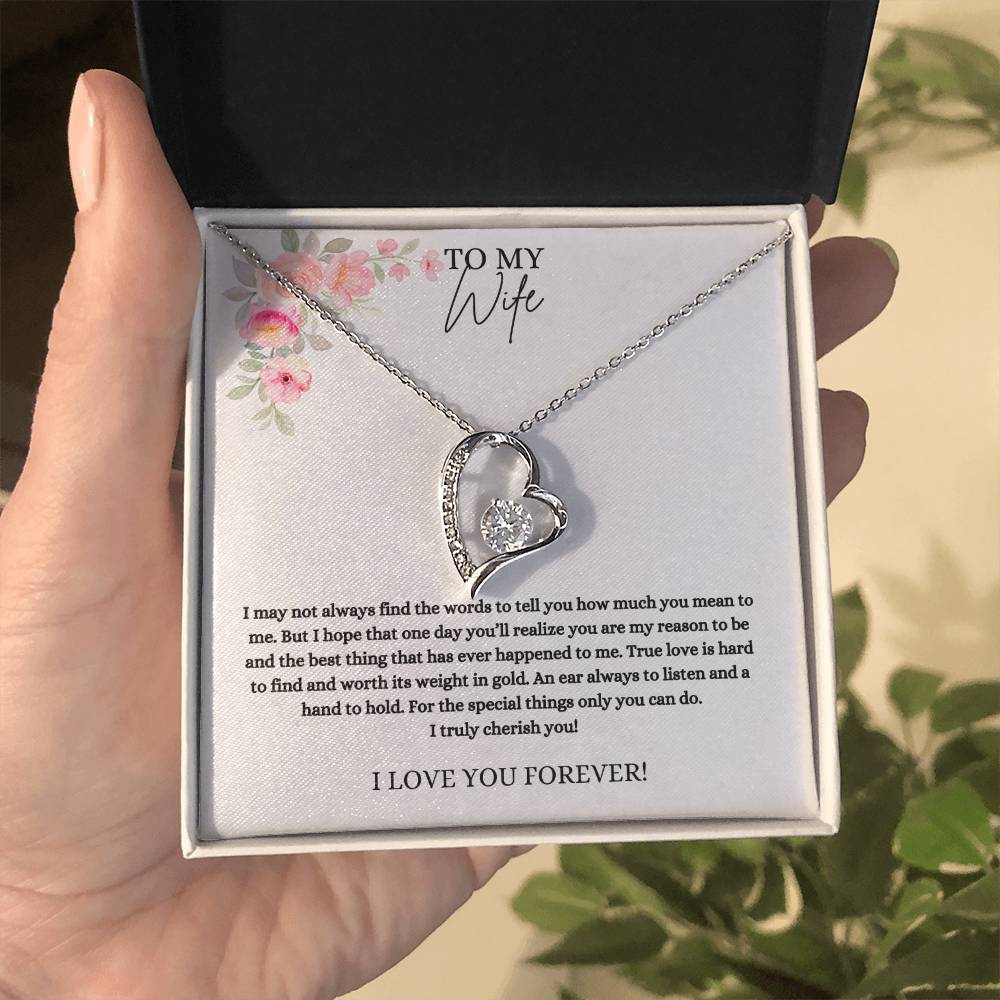 To My Wife I Cherish You  Heart Necklace
