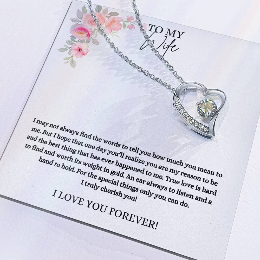 To My Wife I Cherish You  Heart Necklace