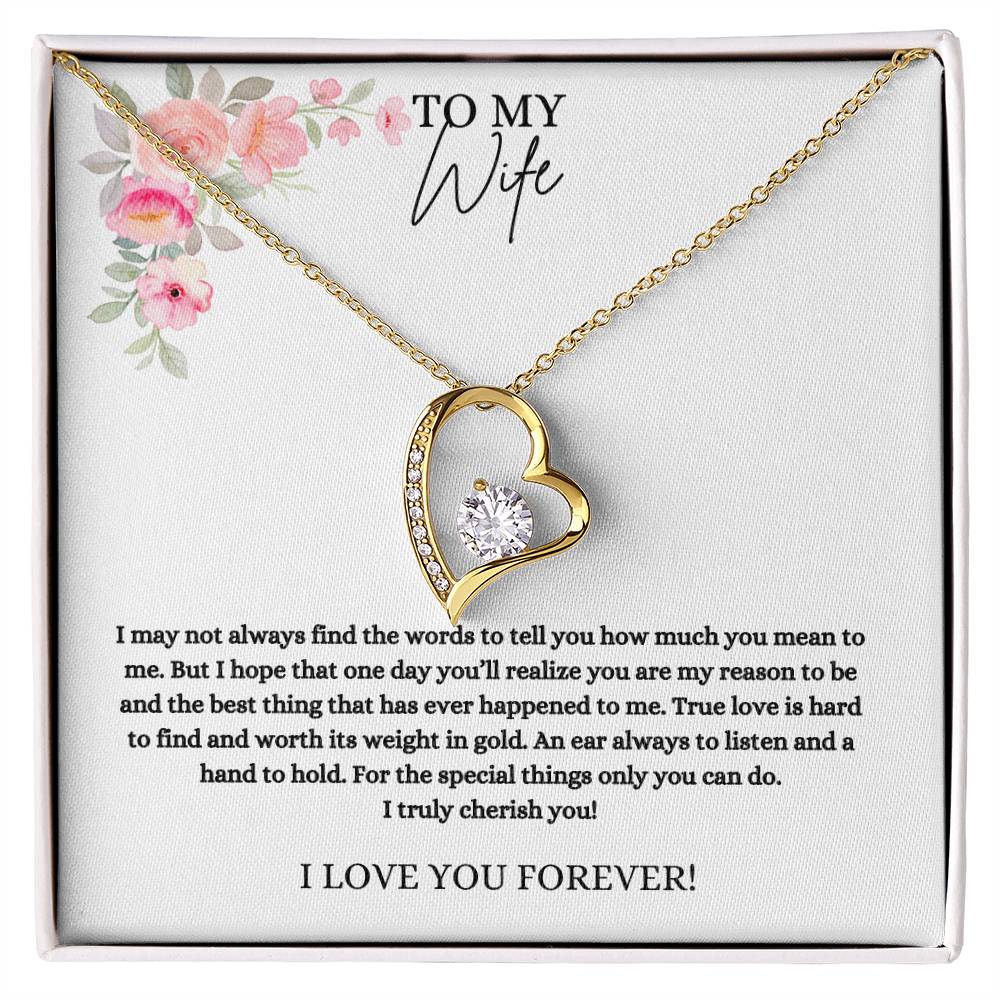 To My Wife I Cherish You  Heart Necklace